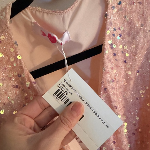 Buddy Love Pink Sequin Wrap Dress - Picture 5 of 6